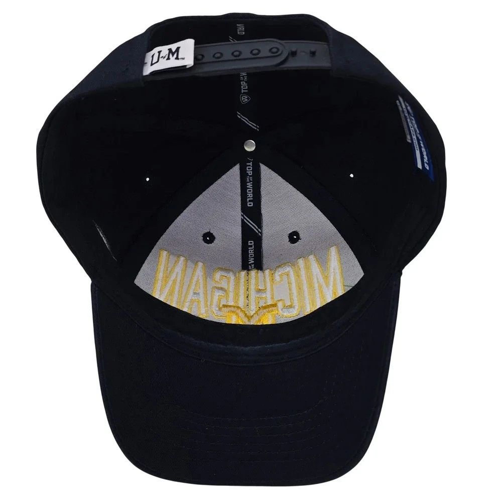 Michigan Wolverines Hat OSFA Navy Blue Cotton Snapback Cap NCAA Top of the World